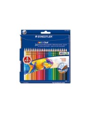 STAEDTLER Noris Club aquarell Farbstift gemischte Farben Packung mit 24 watercolour assorted colours + paint brush (144 10NC24)