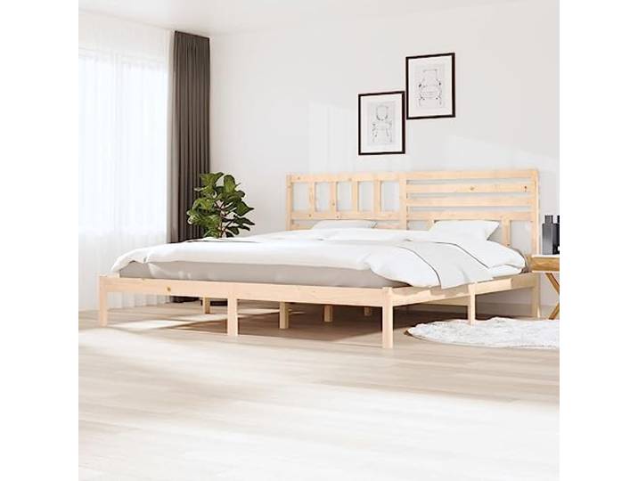 YNGBHFNOP Massives Kiefernholz Stabiler Holzrahmen 180x200 cm Braun Massivholzbett ohne Matratze 180x200 Kiefernholz Bettgestell mit Kopfteil Stabil Holzrahmen Lattenrost Schlafzimmer Super