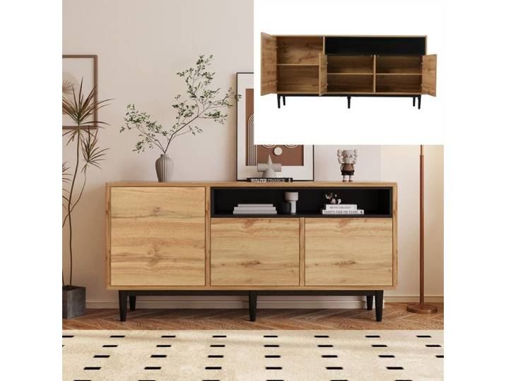 Buffet Moderne - 160 cm - 3 Portes - Étagères Réglables - Montage Facile