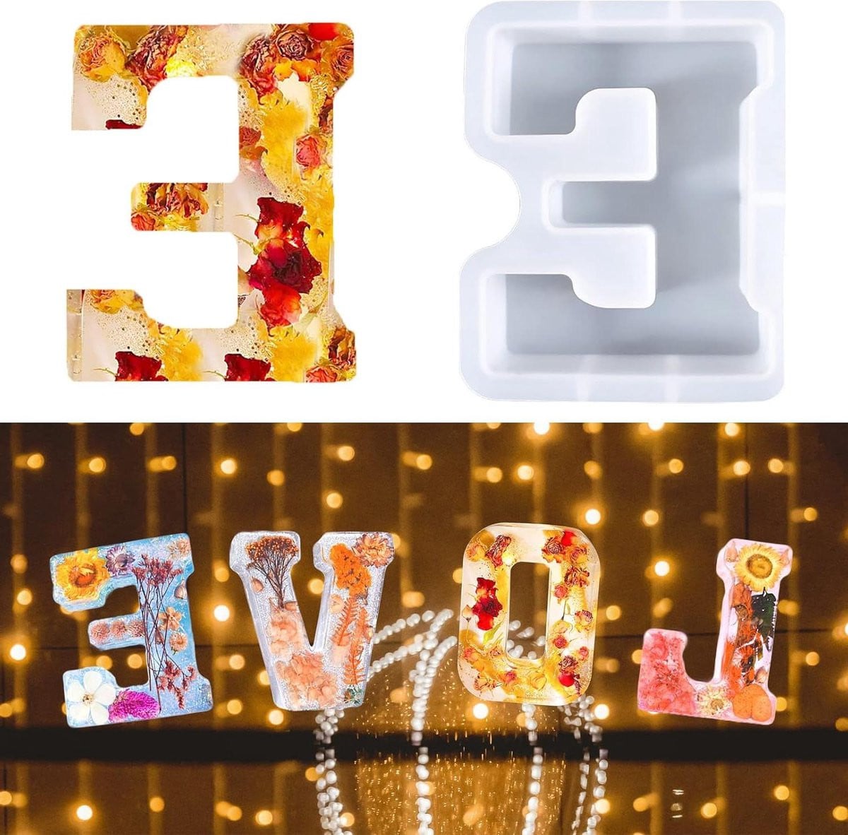 Alfabet Hars Mal Letter V 3D Vorm Transparant 7 Inch voor DIY Kristal Woorden