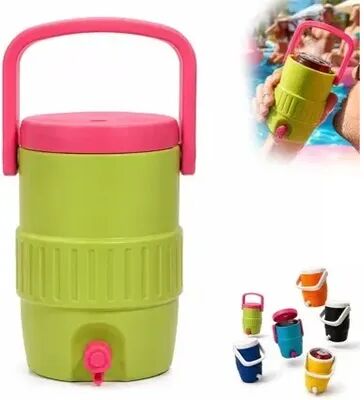 Market Central Barrel Style Printed Can Cooler Drink Holder For Outdoor Use light Green