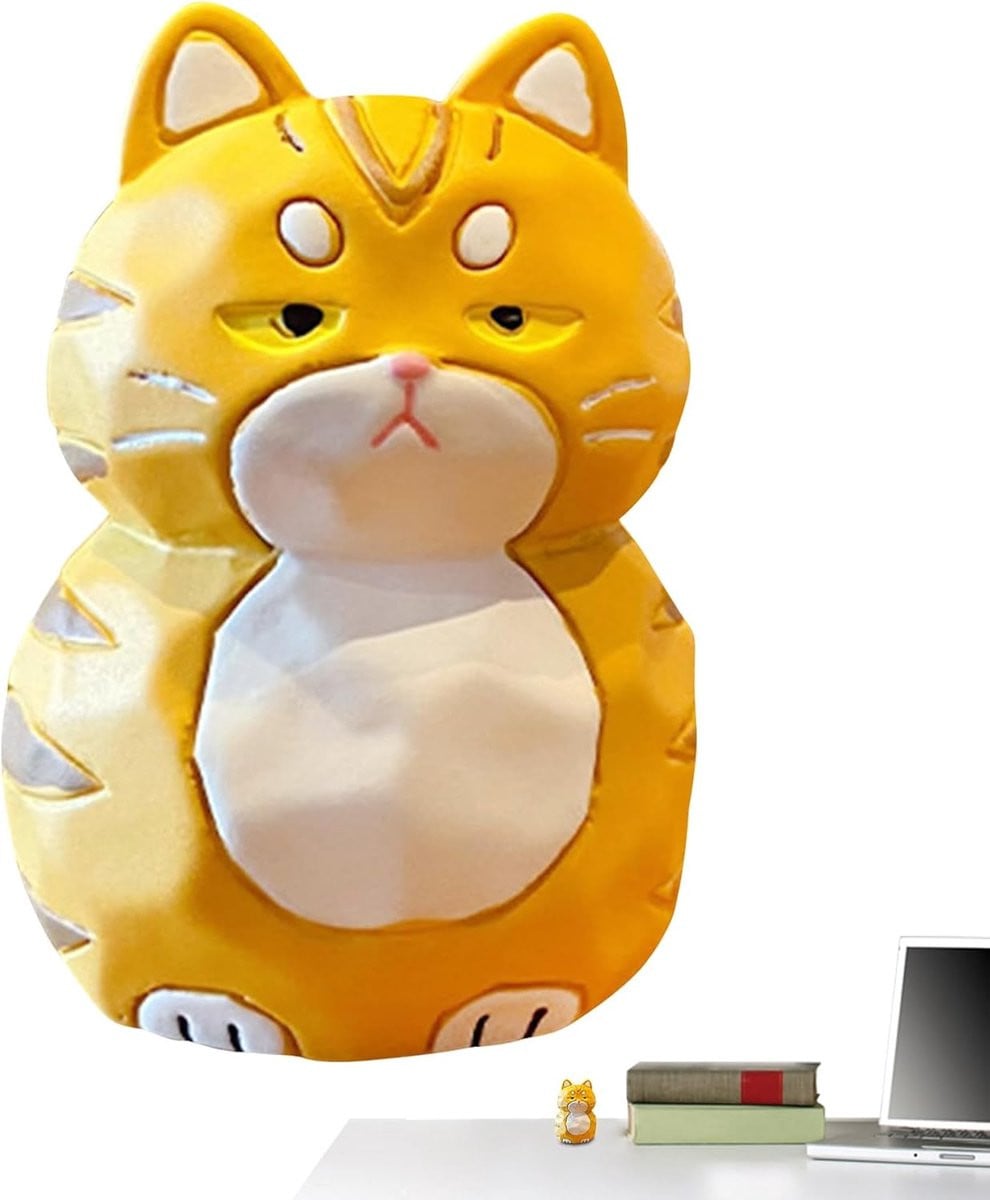 Blauw Katten Beeldje - Decoratief Dieren Ornament voor op Tafel - 4,7 cm