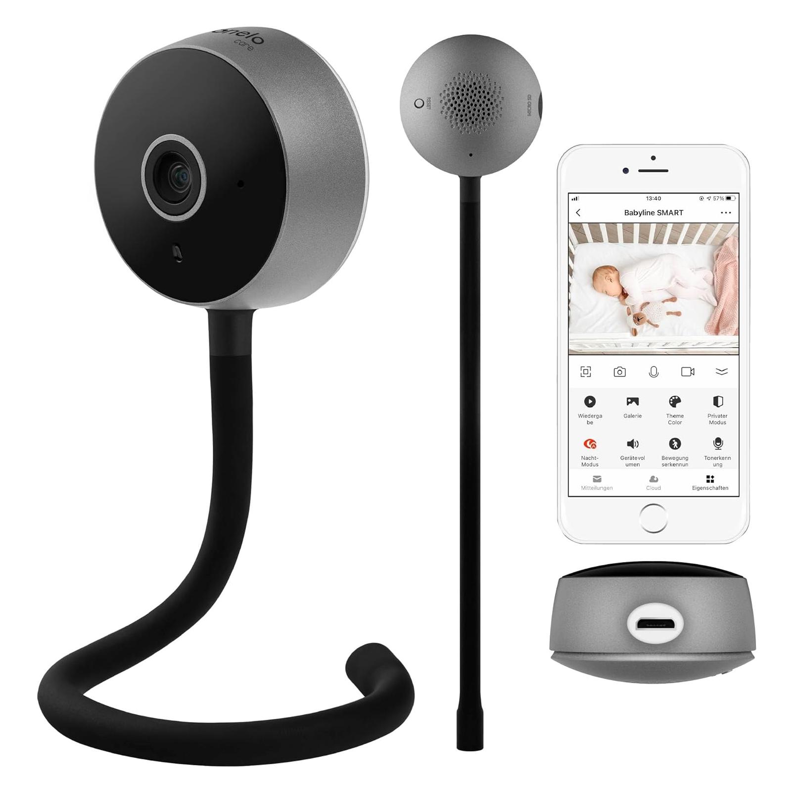 Lionelo Care Babyline Smart mit Kamera, Nachtsicht, Bewegungs- und Geräuscherkennung (Babyphone mit Kamera, 10 m) (LOC-BABYLONE SMART BLACK)