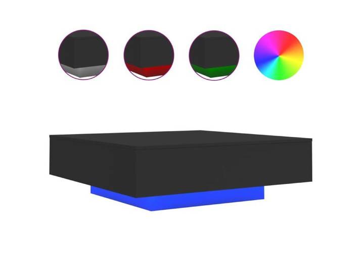 Table de salon Bois - Armoire basse Table basse avec lumières LED noir 100x100x31 cm@EU53033066