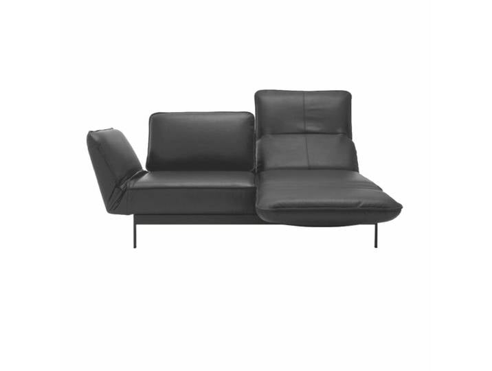 Rolf Benz Mera Sofabank - Nappaleder 38.108 schwarzgrau , Stahl