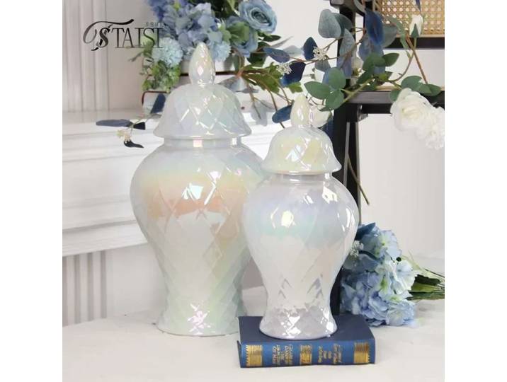 Grand vase en céramique, pot décoratif en porcelaine pour salon, chambre, entrée, décoration de table