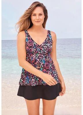 Plus Size Women's Flowy Tankini Top by Swim 365 in Party Multi (Size 32)