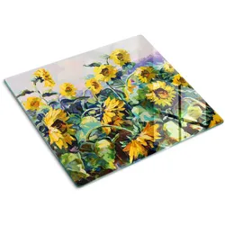 GLASPLATTE 60x52 cm Sonnenblumen