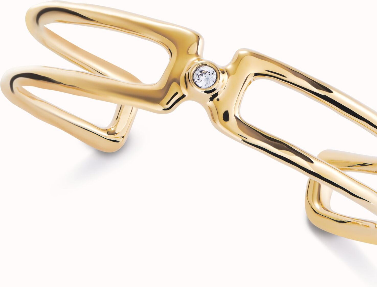 UNOde50 Pulsera doble bañada en oro 18k con topacio blanco Blanco M