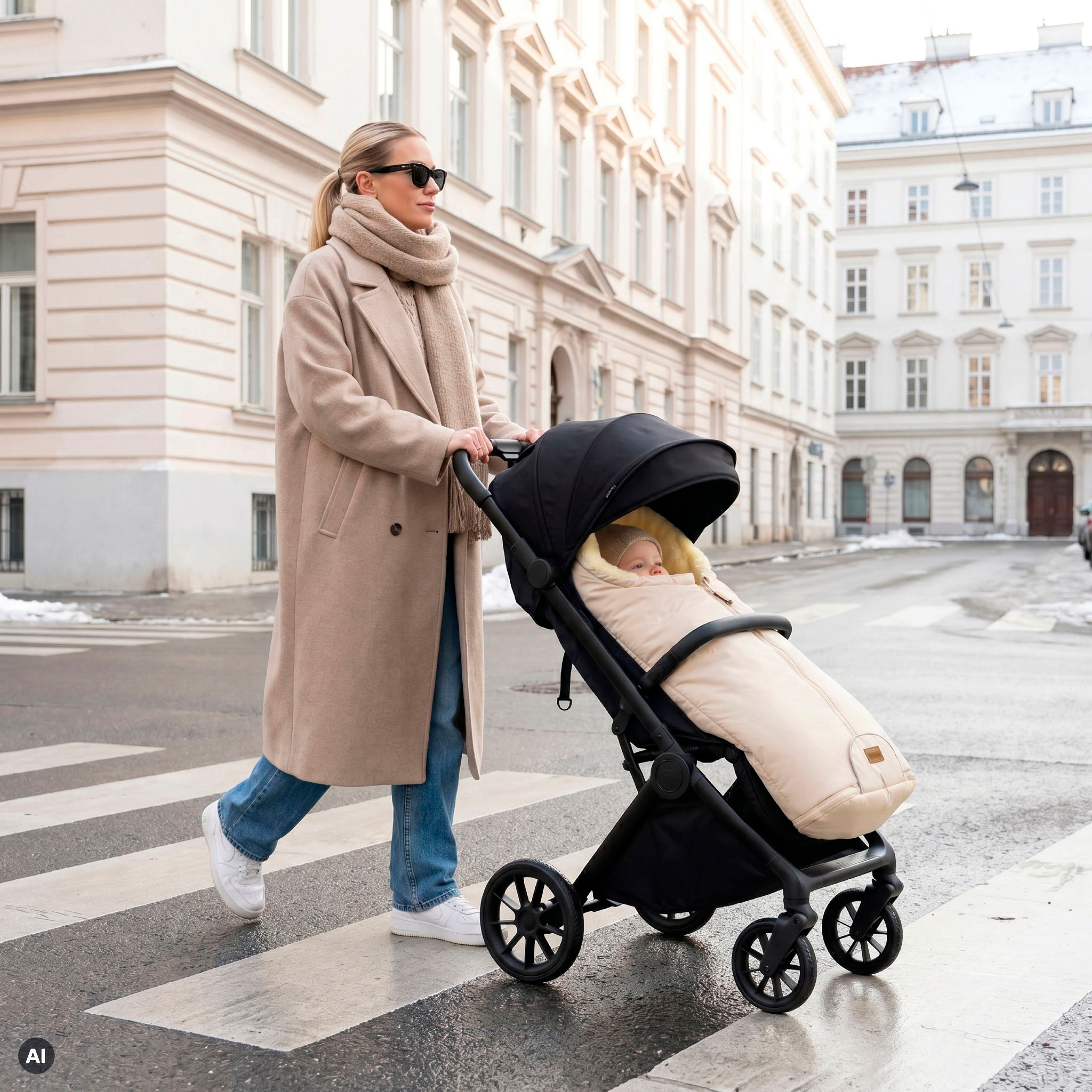 Fußsack FILLIKID "Pamir, Winterfußsack", Baby, beige (natur), Lammfell, Polyester, Fußsäcke Fußsack, für Autositze Gr. 0 und Kinderwagen