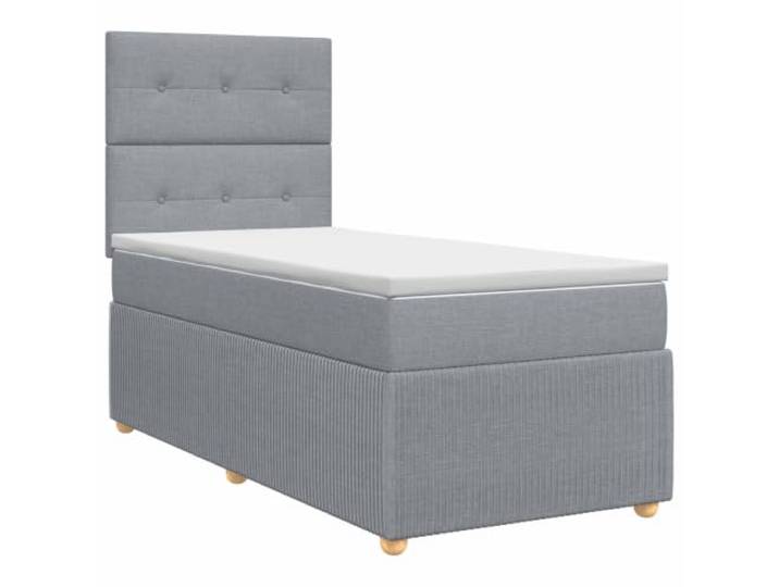 KTHLBRH Boxspringbett mit Matratze Hellgrau 100 x 200 cm Verstellbares Kopfteil, Taschenfedern, Polyesterfüllung, massives Kiefernholz, inklusive Topper, mittlere Festigkeit