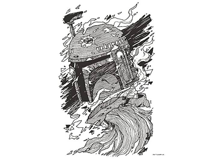 Komar Wandbild - Star Wars Boba Fett Drawing - Größe: 40 x 50 cm (ohne Rahmen) - Dekoration, Kinderzimmer, Poster, Kunstdruck