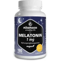 MELATONIN 1 mg hochdosiert vegan Tabletten 180 St