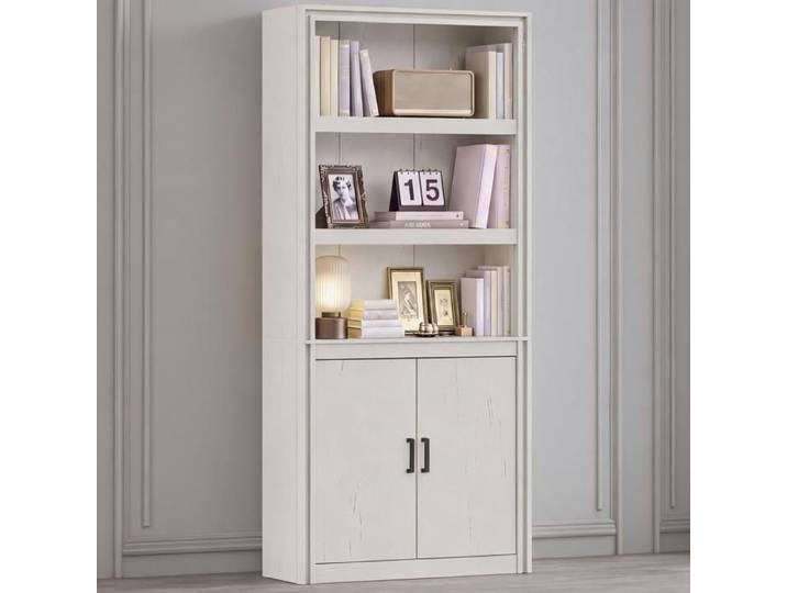 JoyGarden Bibliothèque haute 5 niveaux 180 cm autoportante étagères réglables kit anti-basculement Blanc