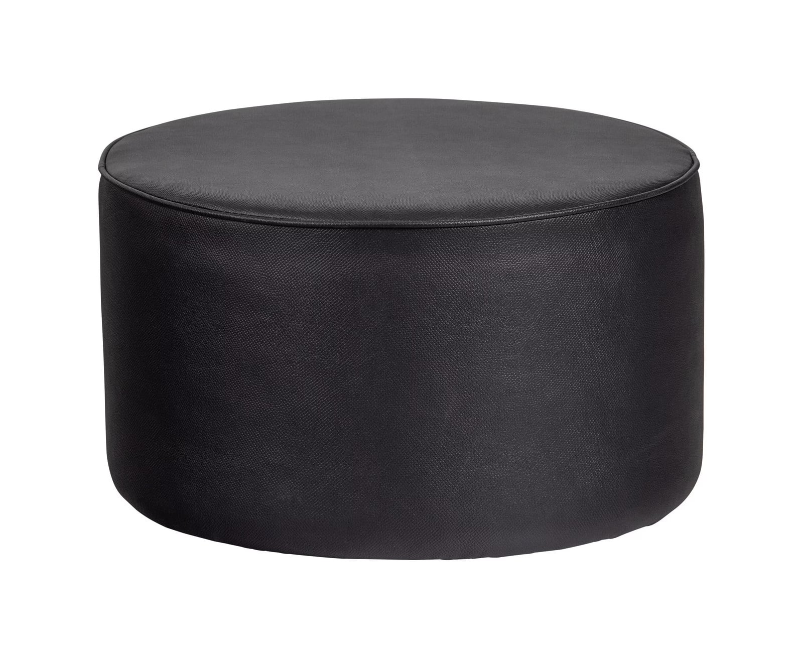 WOOOD Poef Sara Laag Exclusive - Zwart - PU Leder