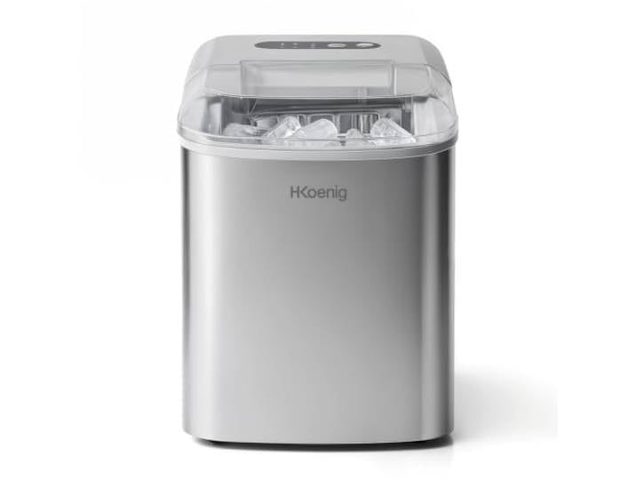 H.Koenig Machine à Glaçons KB14 Rapide – 12kg/24h\, 9 Glaçons en 6 min\, Réservoir 2\,1L\, 2 Tailles de Glaçons\, Écran LCD\, Autonettoyante\, Inox\, Idéale Cuisine\, Bar\, Soirées
