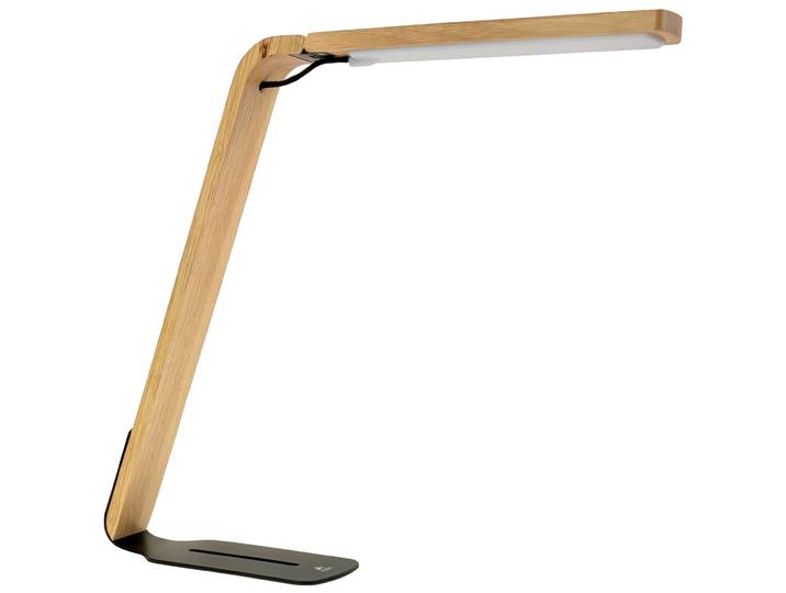 Alba Lampe de bureau avec tête orientable Ledaïka - Corps bois - Base métal noir