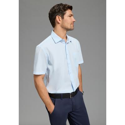Kurzarmhemd MAN'S WORLD, Herren, Gr. 37/38 (S), N-Gr, hellblau, Obermaterial: 55% Baumwolle, 45% Polyester, unifarben, Basic, normal, gerader Abschluss, Hemden, Kurzarm
