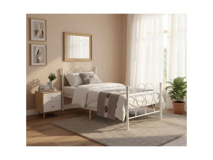 Lit 1 Place Blanc JULIE 90X190CM Sommier Inclus