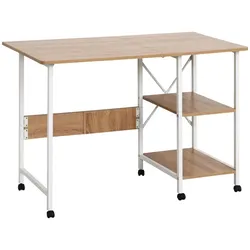 STILVORA Mobiler Klapptisch Schreibtisch 107x55x76 cm mit Rollen und Bremsen klappbar platzsparend MDF Weiß als Laptop Arbeitstisch Regal
