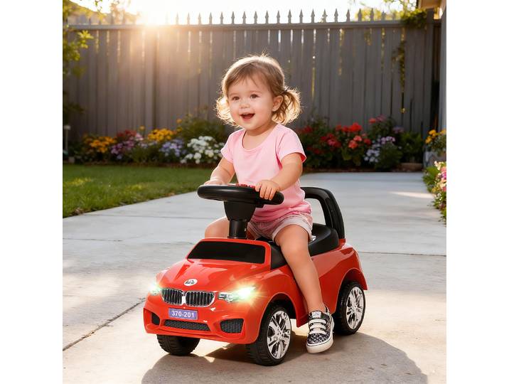 HOMCOM Voiture Enfant Rouge avec Volant, Phares, Musiques