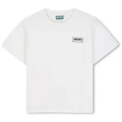 Kenzo Kids Unisex für Kinder. K62056 T-Shirt Logo weiß (10Y= 138cm), Lässig, Baumwolle, Kurzarm, Kinderbekleidung