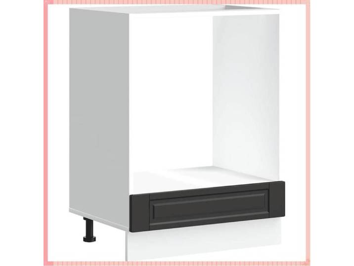 Armoire à four Porto - Bois d'ingénierie - Réglable - Rangement - Noir - 60x46x81 5 cm