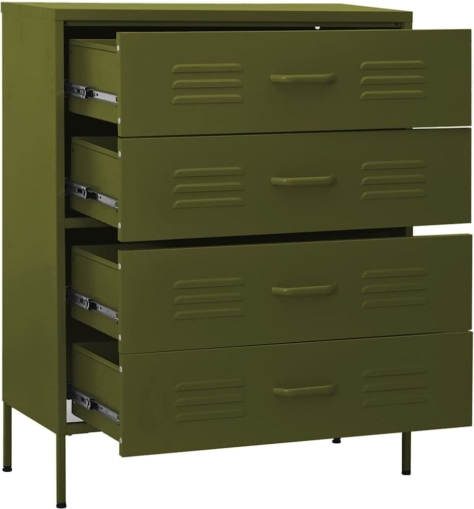 vidaXL Commode Vert olive 80x35x101,5 cm Acier