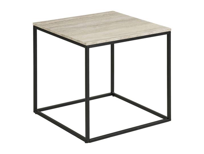 Beistelltisch Vita, Greige, Travertinoptik, quadratisch, eckig, 45x45x45 cm, Wohnzimmer, Wohnzimmertische, Beistelltische, Beistelltische eckig