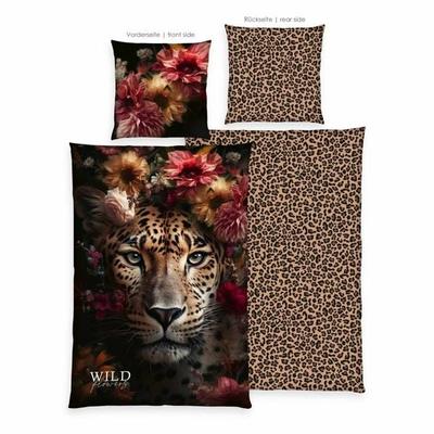 Klaus Hering 4459445039 - WILDFLOWERS Bettwäsche, Wild Flowers Leopard, 80x80+155x220 cm