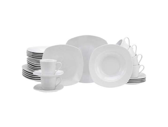 Kombiservice, Weiß, 29,2x34,4x35 cm, Keramik, 30-teilig, CreaTable