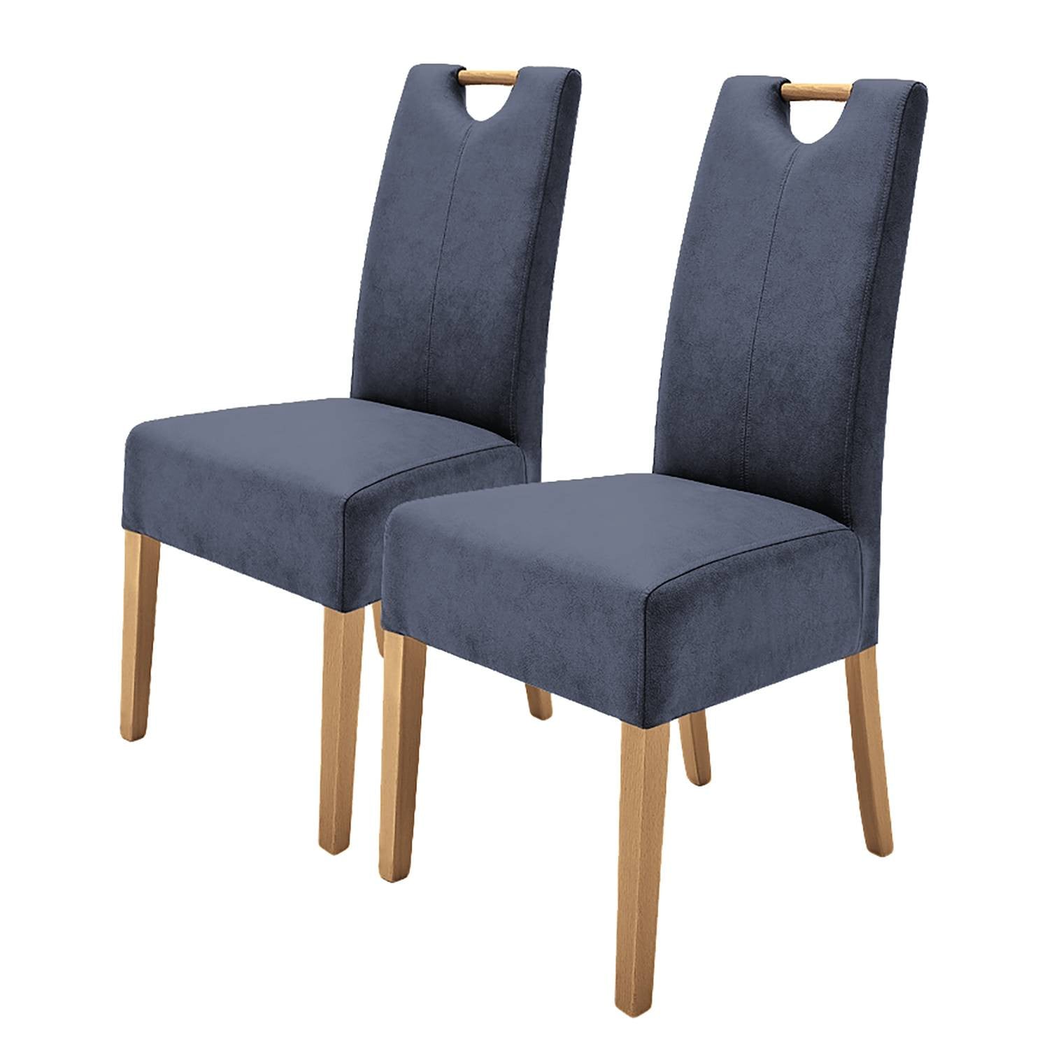 home24 Paki set van 2 gestoffeerde stoelen blauw B: 47 cm, D: 59 cm, H: 99 cm