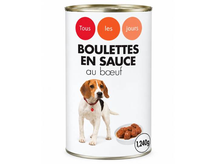 Tous les Jours – Boulettes de bœuf en sauce pour chiens – Boîte de 1,24 kg