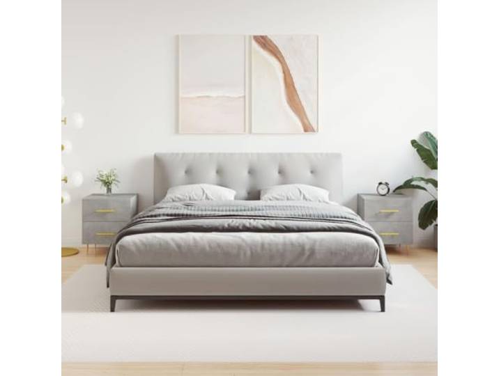HEFZGDB Nachttische 2 STK. Betongrau 40x35x47,5 cm Holzwerkstoff mit Schubladen und Metallfüßen für modernen Stauraum und stabile Wohnraumgestaltung