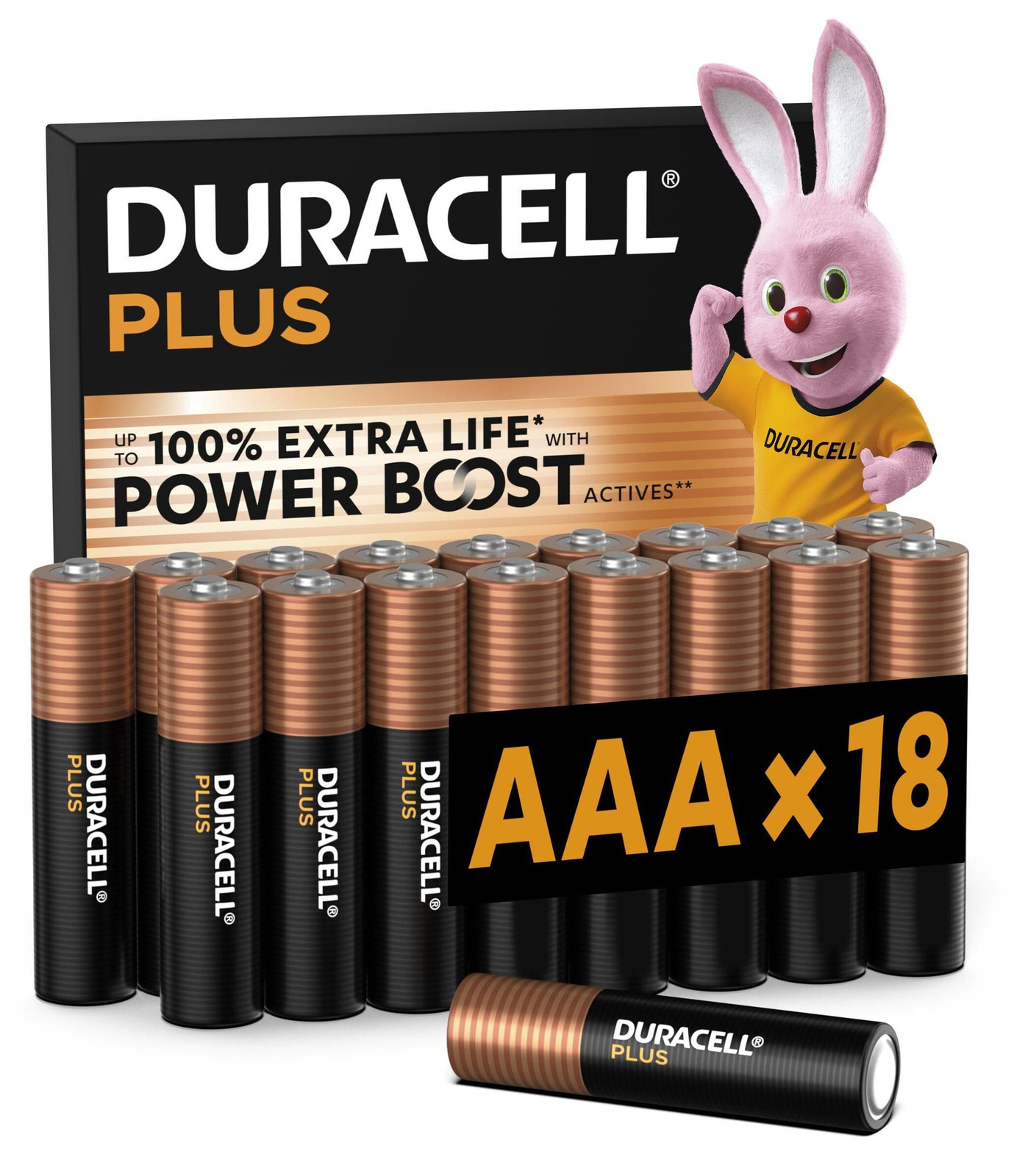 Duracell Plus AAA alkalinebatterijen, 18 stuks, 1,5V, LR03