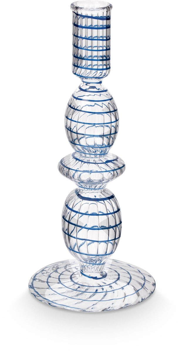 Pip Studio Kandelaar Swirl Donkerblauw voor Taperkaarsen - Hoogte: 20 cm