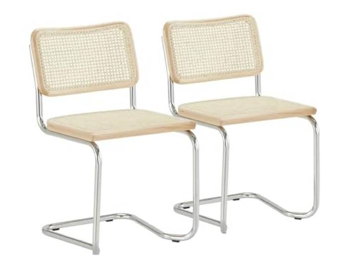k hometrends Kaden Freischwinger Stühle 2er Set, aus Wiener Geflecht & Buchenholz – handgefertigt in Italien