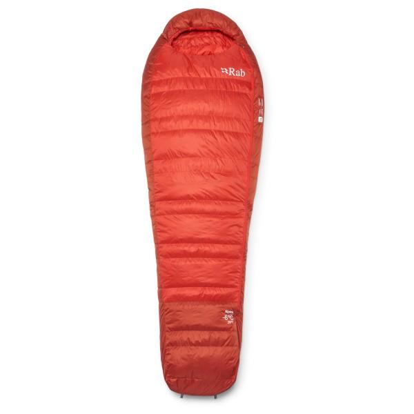 Rab - Alpine -6C / 20F - Daunenschlafsack Gr Long - Body Size: 200 cm Zip: Left Dark Horizon /Rot