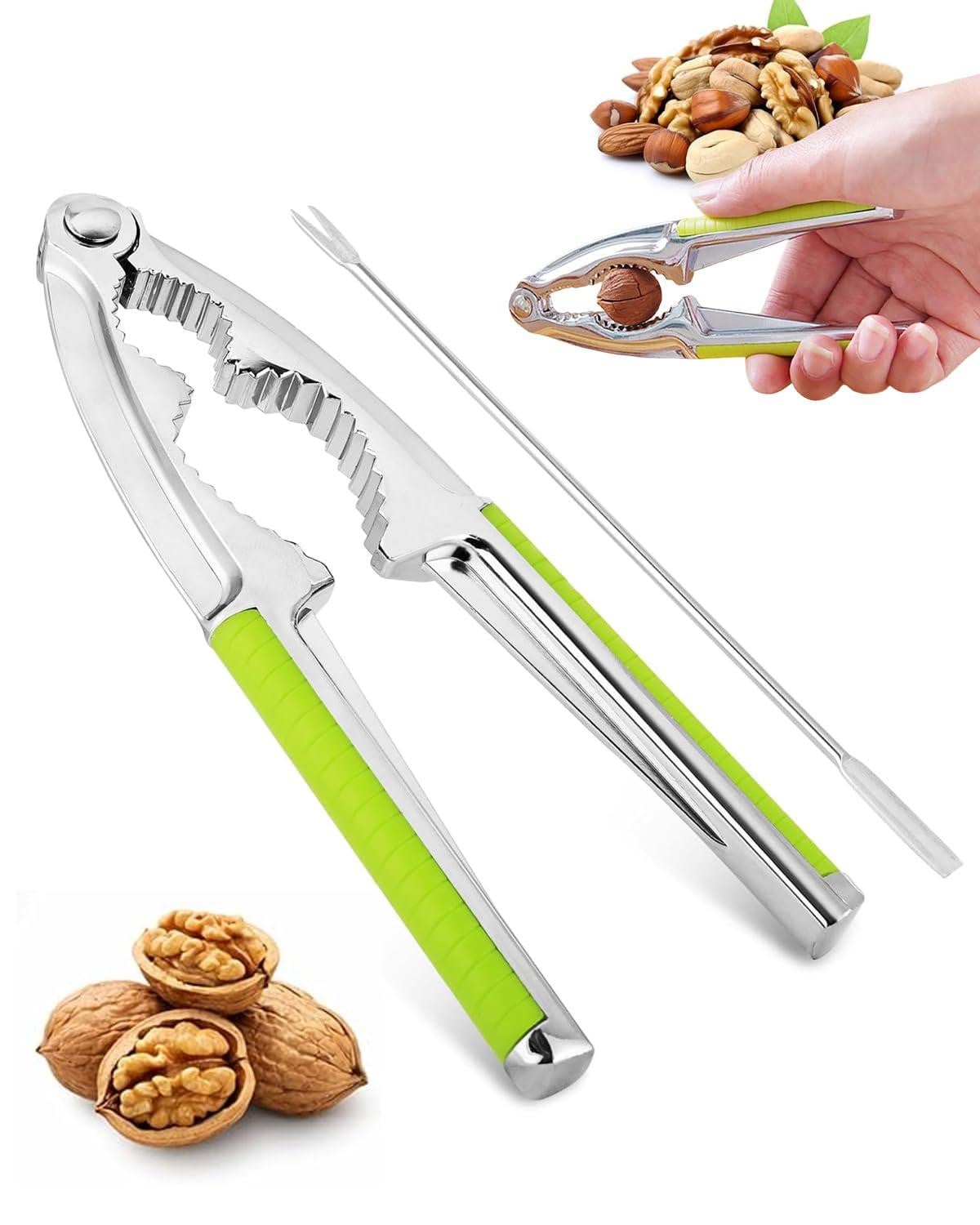 Dripio Notenbreker, 2 stuks, Groen, Zinklegering, Ergonomisch ontwerp