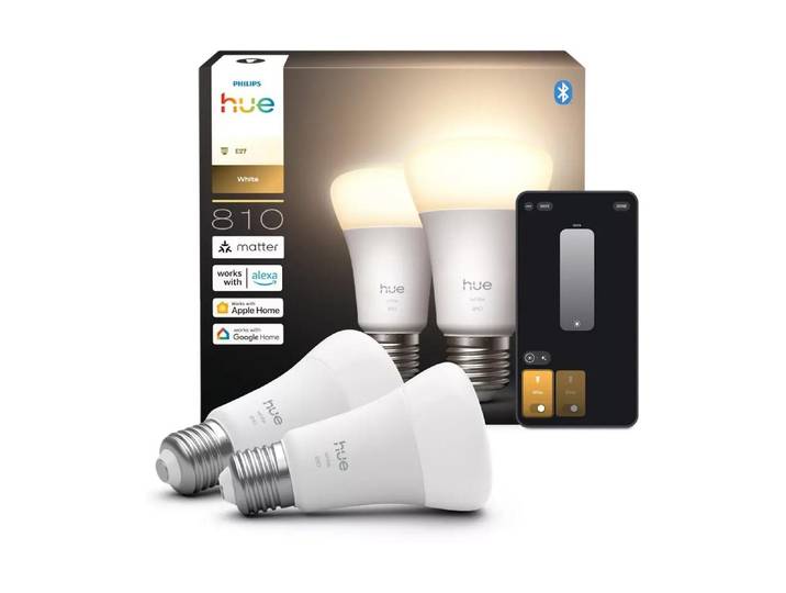 PHILIPS HUE LED-Leuchtmittel Leuchtmittel White E27 Doppelpack 2x 810 lm , Energieeffizienz: E, weiss (weiß), Leuchtmittel, LED-Leuchtmittel