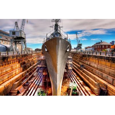 Fototapete PAPERMOON "Schiff im hafen", bunt, B:4m L:2,6m, Vlies, Tapeten