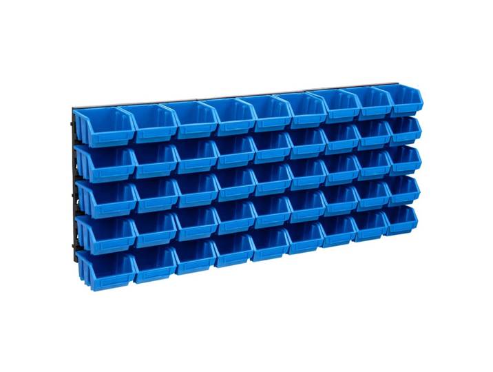 Kit de bacs de rangement et panneaux muraux 48 pièces Bleu et noir