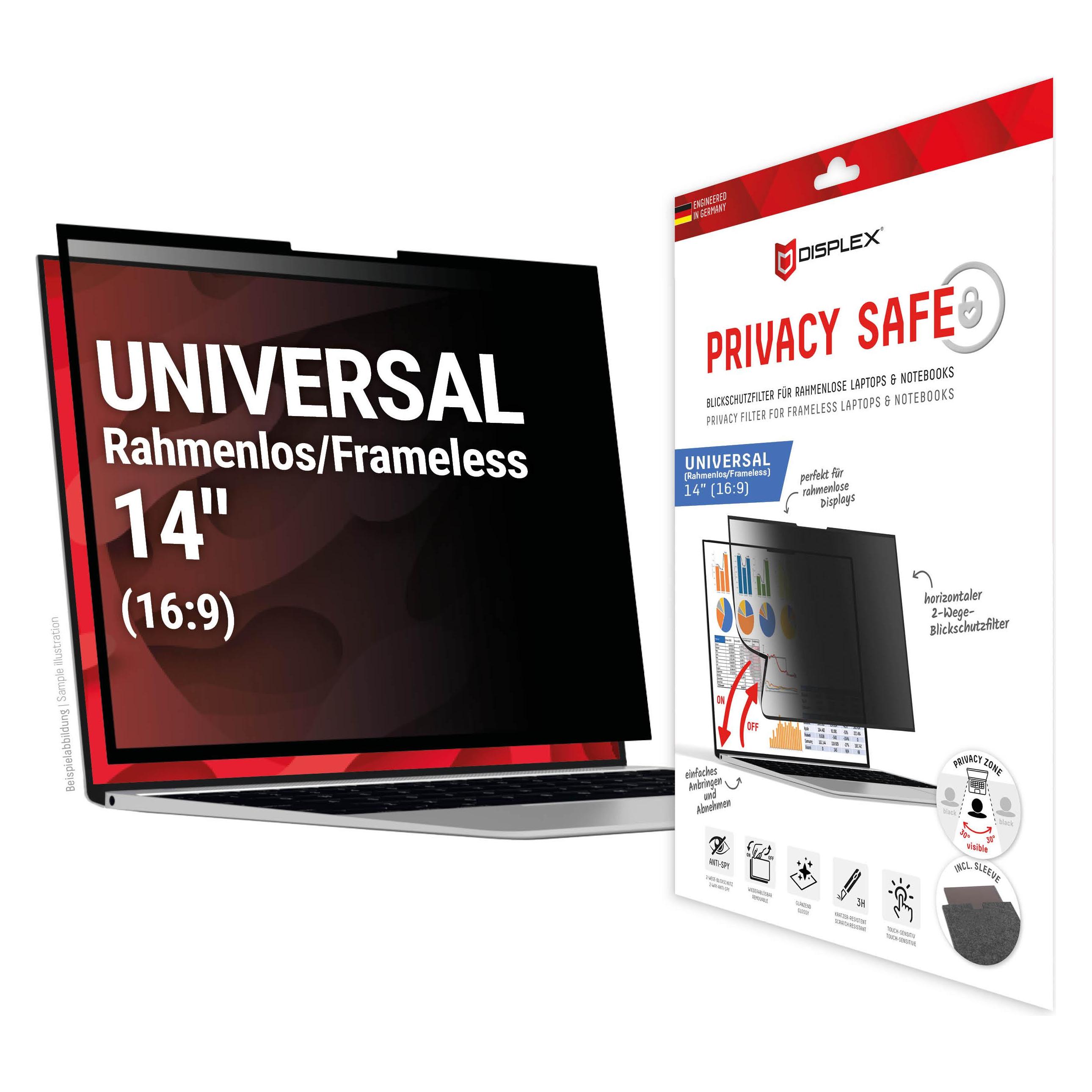 Displex Privacy Safe randlos, Laptop Blickschutzfilter (12.44", 16:9) (01991)
