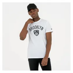 New Era, Herren, Sportshirt, T-Shirt NBA Brooklyn Nets (L), Weiss, Schwarz