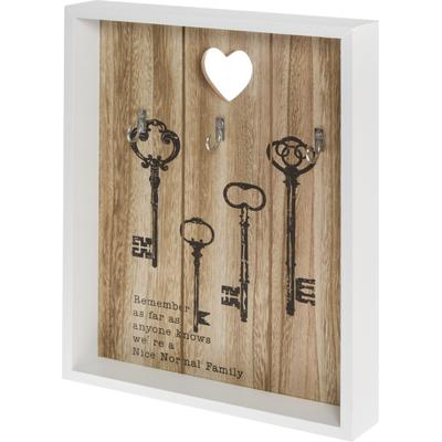 Schlüsselkasten "Saltrass, weiß", weiß, B:24cm H:4cm T:30cm, MDF, MYFLAIR MÖBEL & ACCESSOIRES, Schlüsselkästen, Schlüsselbrett Schlüsselkasten Aufbewahrung, Schlüsselbrett, mit 3 Haken & Schriftzug