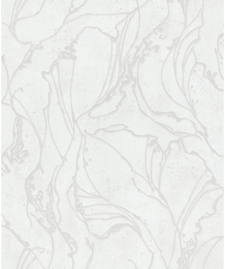 Metro Kavalier Graphic Swirls 10.05M X 53Cm Metallic Elements Wallpaper Roll White