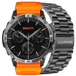 Gravity Smartwatch-Armband + Armband (24 mm, Silikon, Stahl), Uhrenarmband, Orange, Schwarz