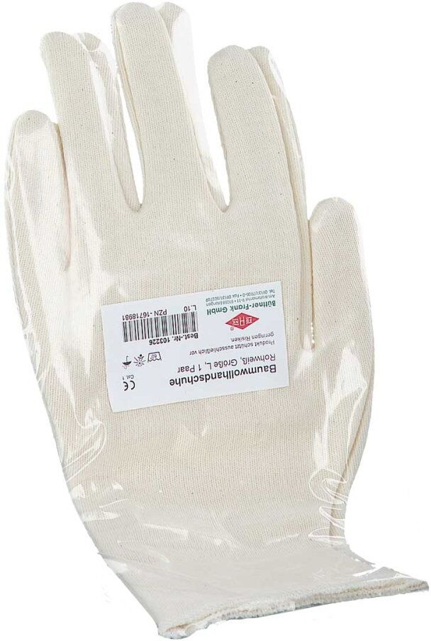Baumwollhandschuhe Größe L rohweiss 1 Paar