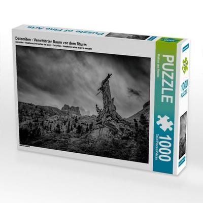 CALVENDO Puzzle Dolomiten - Verwitterter Baum vor dem Sturm | 1000 Teile Lege-Größe 64 × 48 cm Foto-Puzzle für glückliche Stunden