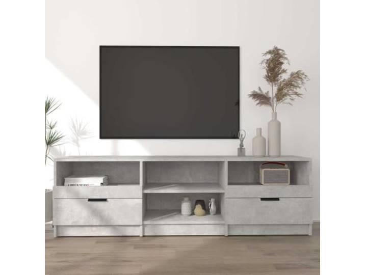 HEFZGDB TV-Schrank Betongrau 150x33,5x45 cm Holzwerkstoff mit Schubladen und Ablagen für Multimedia Geräte und Stauraum Lösung